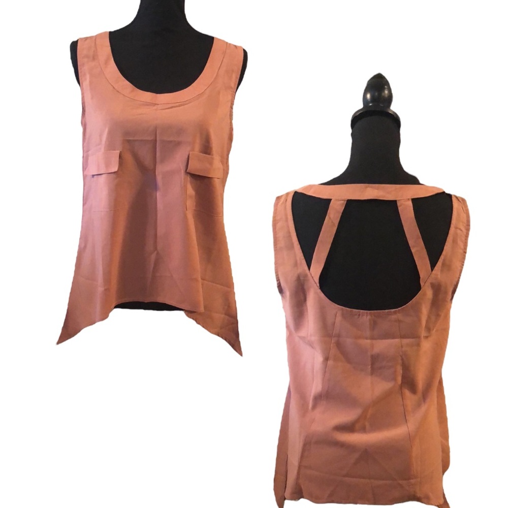 OBOE CUT OUT BACK HIGH LOW HEM TANK TOP MAUVE SIZE LARGE